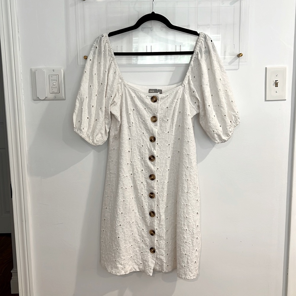 White eyelet button down sundress